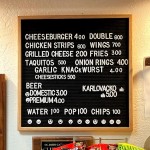 The snack bar menu